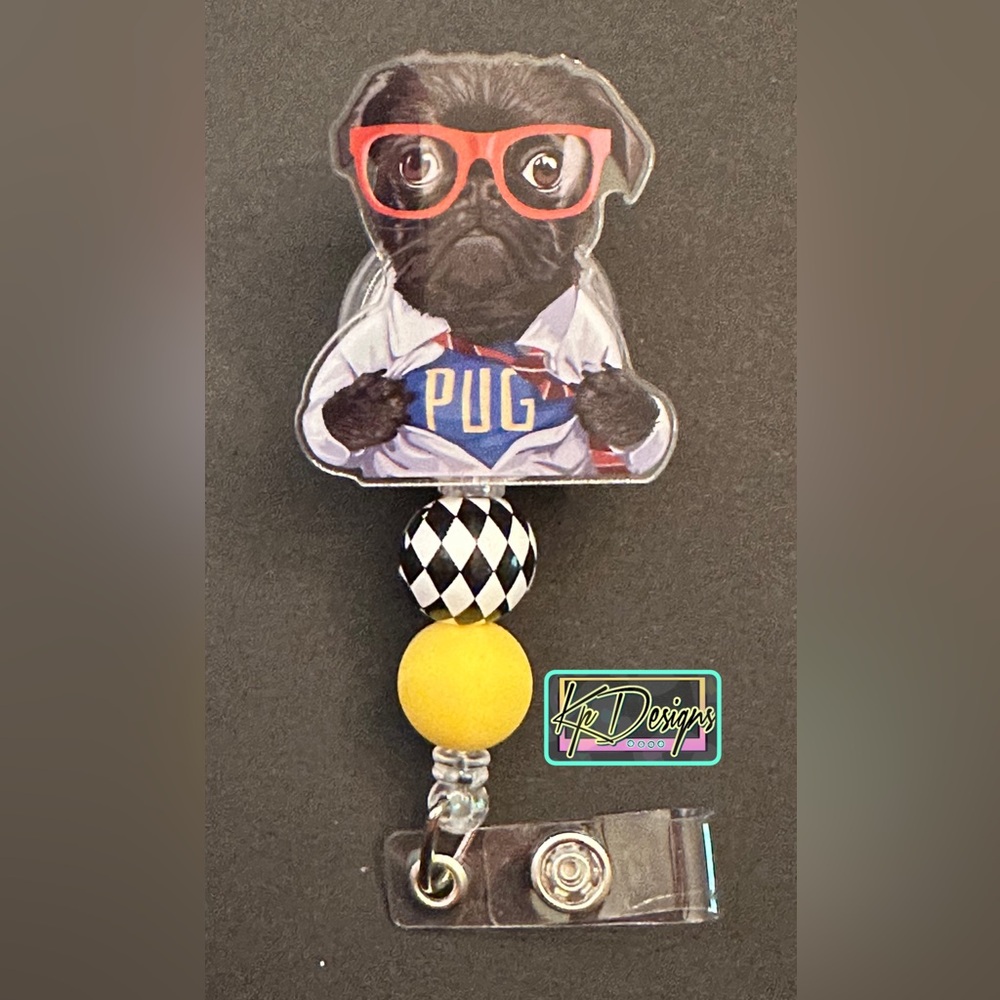 Pug Badge Reel